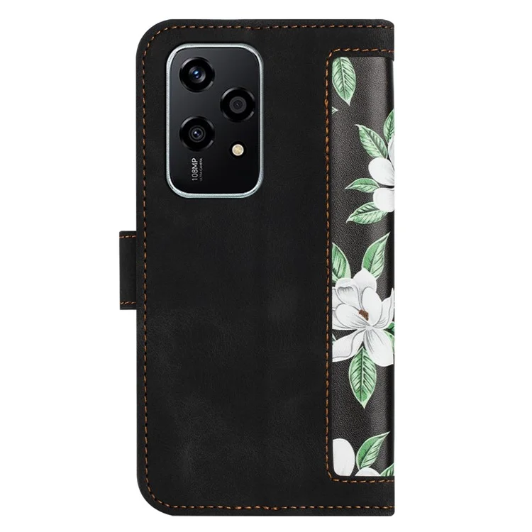For Honor 200 Lite Case PU Leather Floral Phone Cover with Card Slots - Black