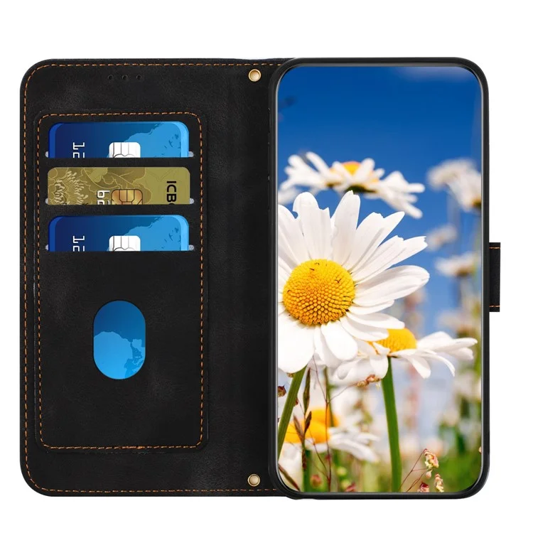 For Honor 200 Lite Case PU Leather Floral Phone Cover with Card Slots - Black