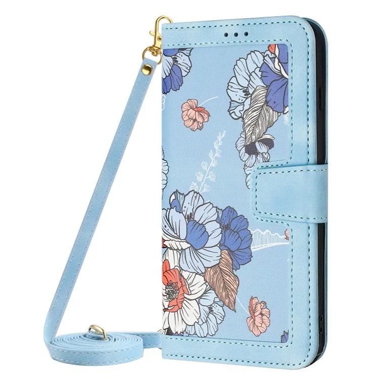 For Honor 200 Pro 5G Case PU Leather Floral Phone Cover with Card Slots - Baby Blue