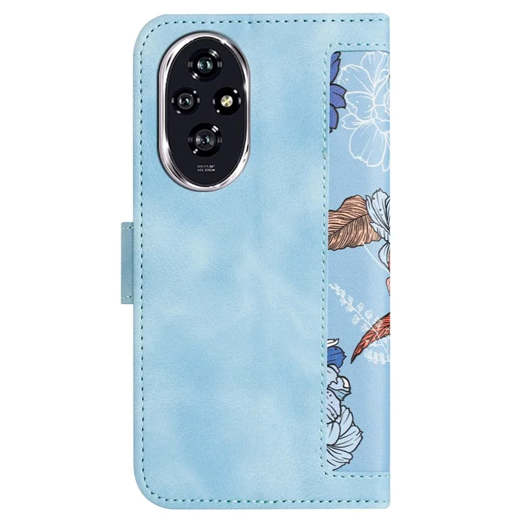 For Honor 200 Pro 5G Case PU Leather Floral Phone Cover with Card Slots - Baby Blue