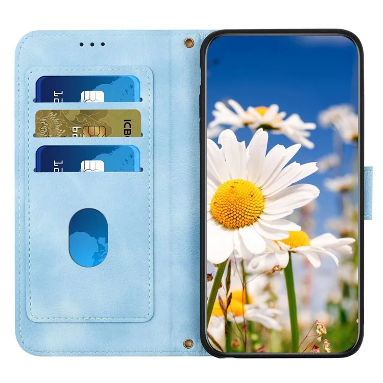 For Honor 200 Pro 5G Case PU Leather Floral Phone Cover with Card Slots - Baby Blue