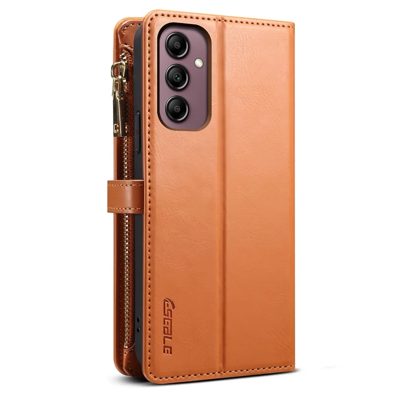 ESEBLE Galaxy Series For Samsung Galaxy A16 5G / A16 4G Case Leather Zipper Phone Cover RFID Blocking - Brown