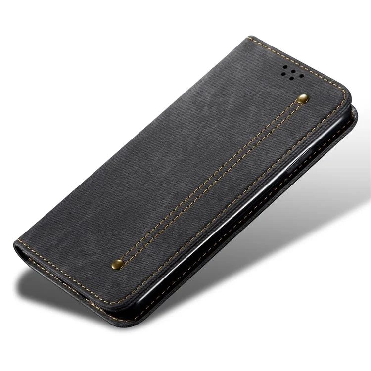For OnePlus Nord 4 Case Jeans Cloth Texture Anti-Scratch Leather Stand Phone Cover - Black