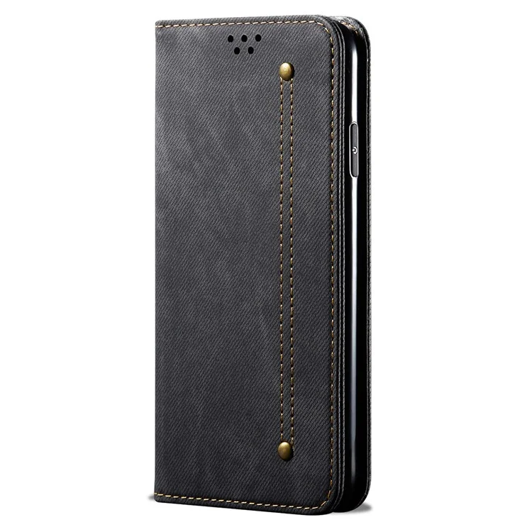 For OnePlus Nord 4 Case Jeans Cloth Texture Anti-Scratch Leather Stand Phone Cover - Black