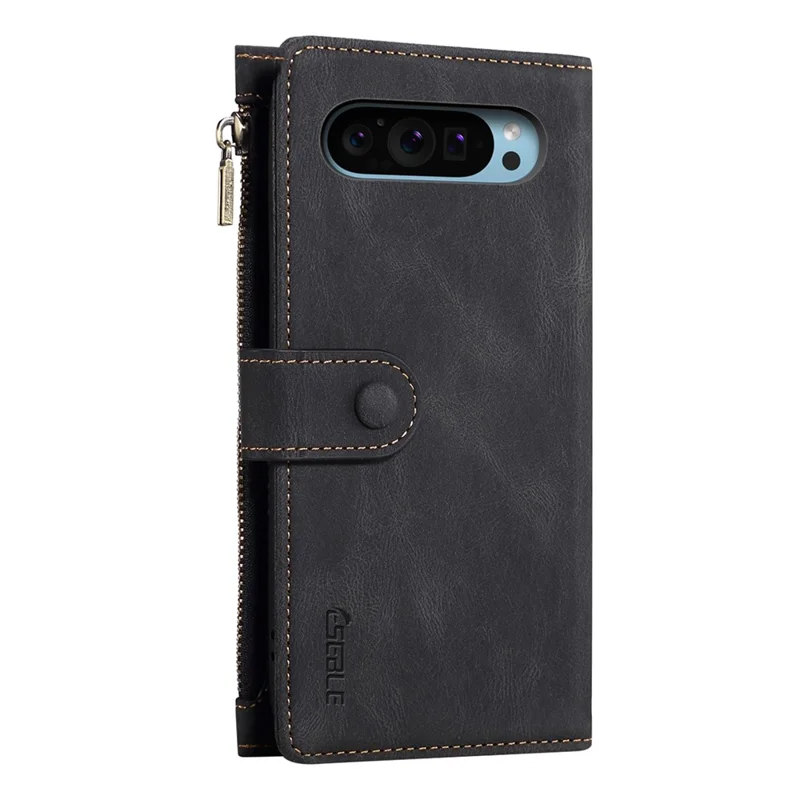 ESEBLE Star Series For Google Pixel 9 / Pixel 9 Pro Case Zipper Wallet Leather Stand Phone Cover - Black