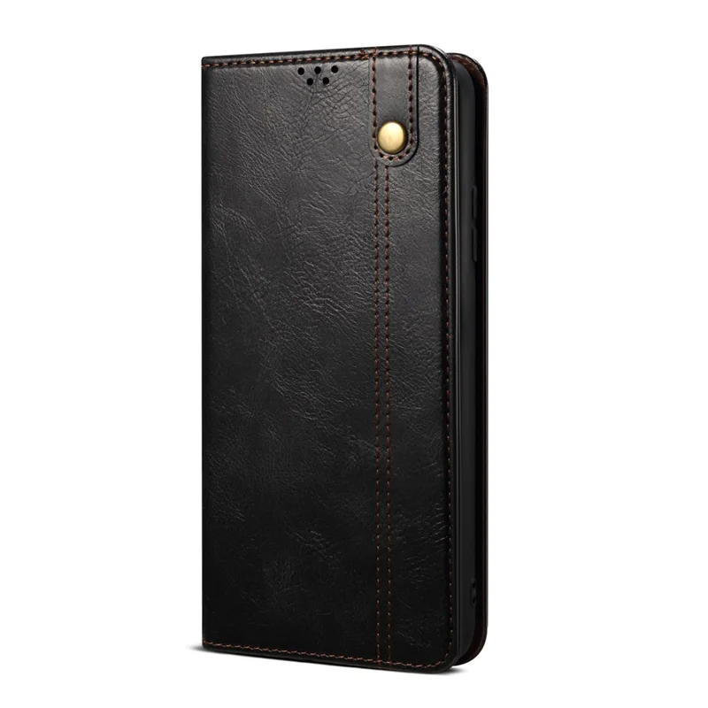 Pour Samsung Galaxy A06 Case Crazy Horse Texture Waxy Leather Wallet Stand Cover - Noir