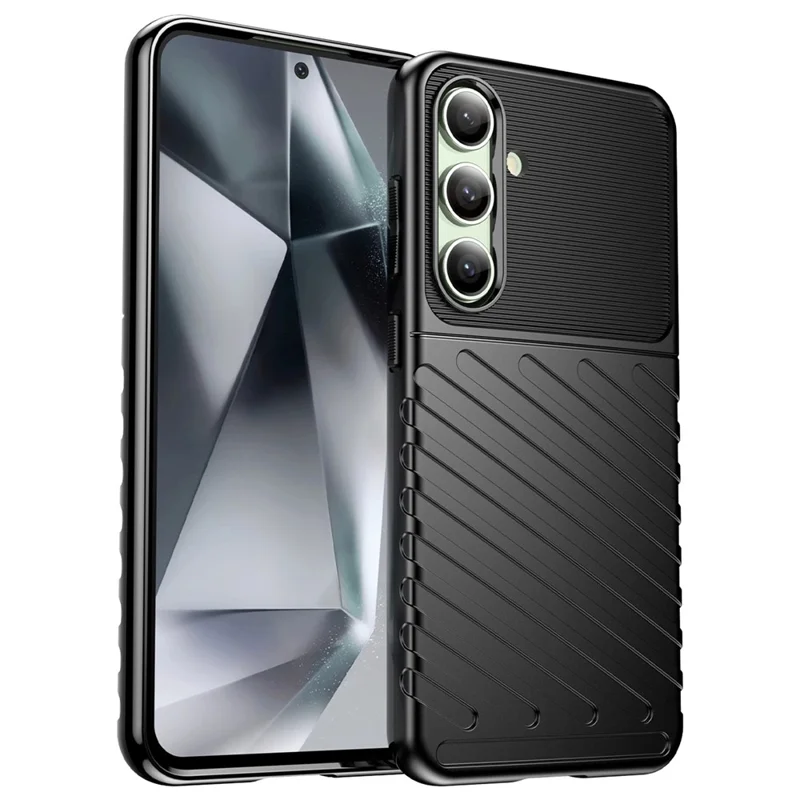 Para Samsung Galaxy S24 FE Case Twill Texture TPU Shockproof Protective Phone Cover - Preto