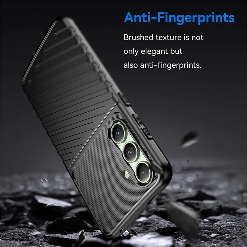 Para Samsung Galaxy S24 FE Case Twill Texture TPU Shockproof Protective Phone Cover - Preto