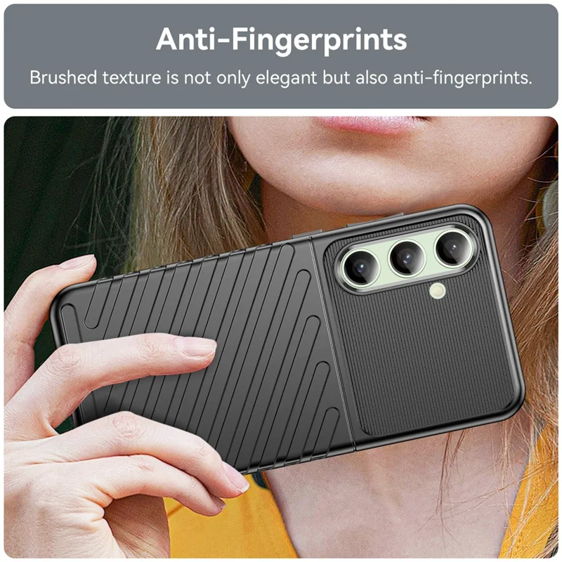 Para Samsung Galaxy S24 FE Case Twill Texture TPU Shockproof Protective Phone Cover - Preto
