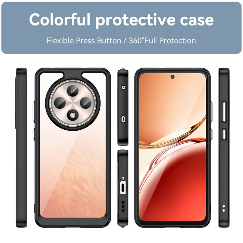 Per Oppo Reno12 F 5G / Reno12 F 4G Custodia antiurto TPU + Protezione in acrilico Custodia telefonica trasparente - Nero