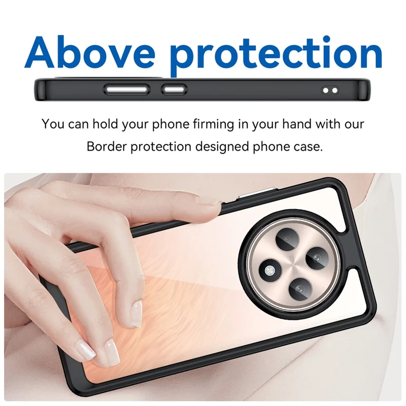 Per Oppo Reno12 F 5G / Reno12 F 4G Custodia antiurto TPU + Protezione in acrilico Custodia telefonica trasparente - Nero