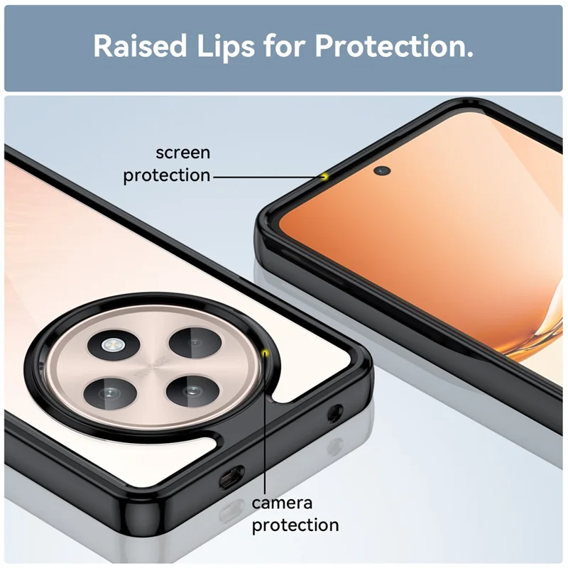 Per Oppo Reno12 F 5G / Reno12 F 4G Custodia antiurto TPU + Protezione in acrilico Custodia telefonica trasparente - Nero