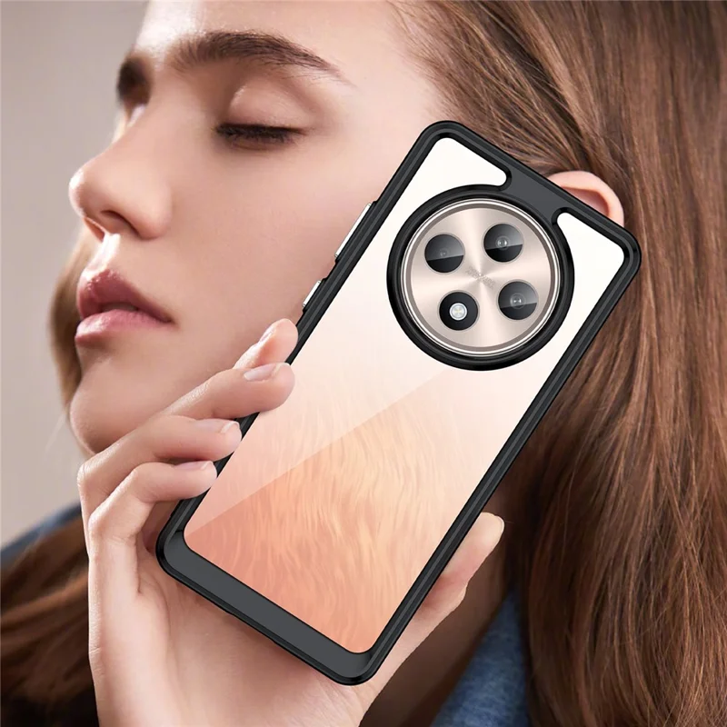 Per Oppo Reno12 F 5G / Reno12 F 4G Custodia antiurto TPU + Protezione in acrilico Custodia telefonica trasparente - Nero