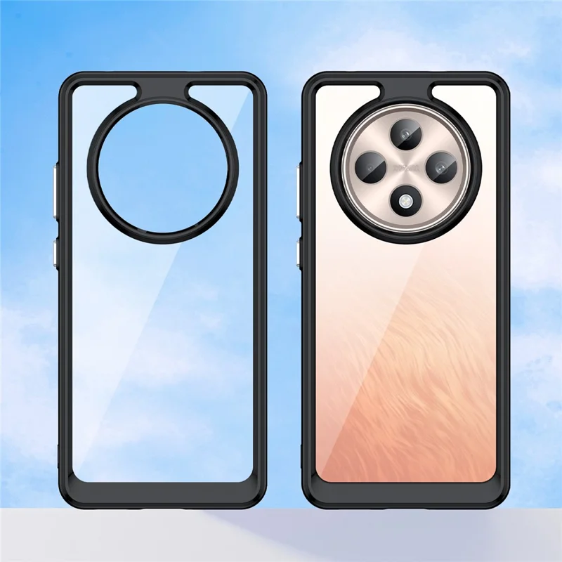 Per Oppo Reno12 F 5G / Reno12 F 4G Custodia antiurto TPU + Protezione in acrilico Custodia telefonica trasparente - Nero