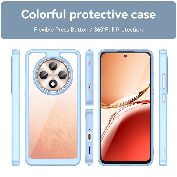 Pour Oppo Reno12 F 5G / Reno12 F 4G Étui antichoc Étui de protection en TPU + acrylique transparent - Bleu