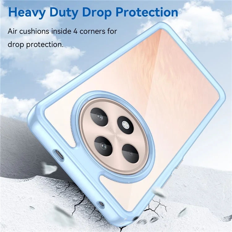 Pour Oppo Reno12 F 5G / Reno12 F 4G Étui antichoc Étui de protection en TPU + acrylique transparent - Bleu