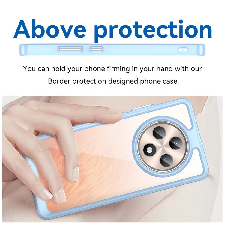 Pour Oppo Reno12 F 5G / Reno12 F 4G Étui antichoc Étui de protection en TPU + acrylique transparent - Bleu