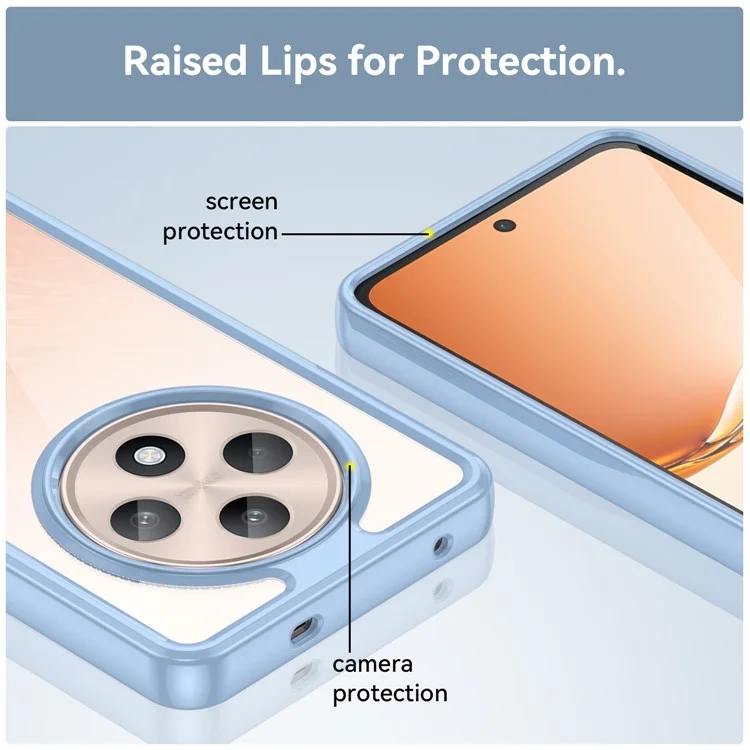 Pour Oppo Reno12 F 5G / Reno12 F 4G Étui antichoc Étui de protection en TPU + acrylique transparent - Bleu