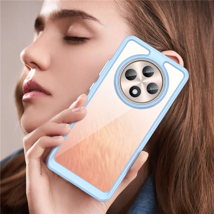 Pour Oppo Reno12 F 5G / Reno12 F 4G Étui antichoc Étui de protection en TPU + acrylique transparent - Bleu