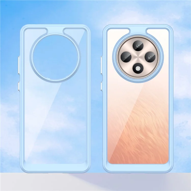 Pour Oppo Reno12 F 5G / Reno12 F 4G Étui antichoc Étui de protection en TPU + acrylique transparent - Bleu