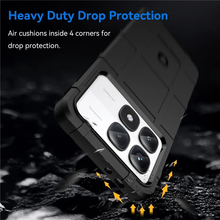 Para Xiaomi Redmi K70 Ultra Case Grid Design TPU Tepla Profunado a Prueba de Scargo - Negro