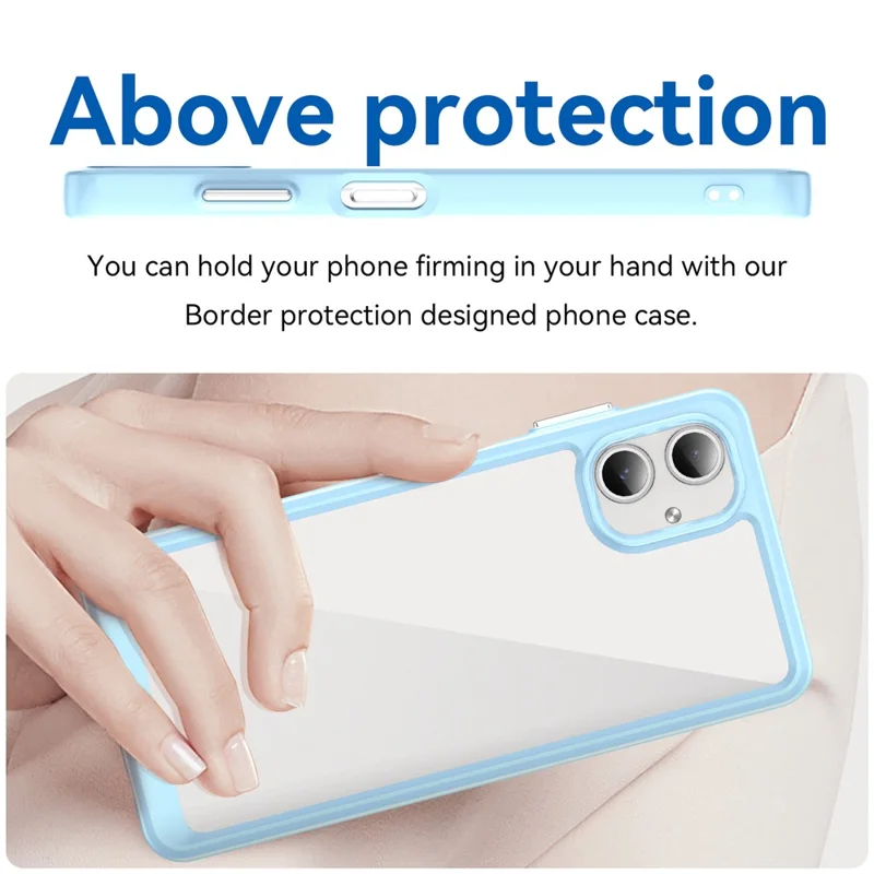 For Samsung Galaxy A06 4G Shockproof Case TPU +Acrylic Protective Clear Phone Cover - Blue