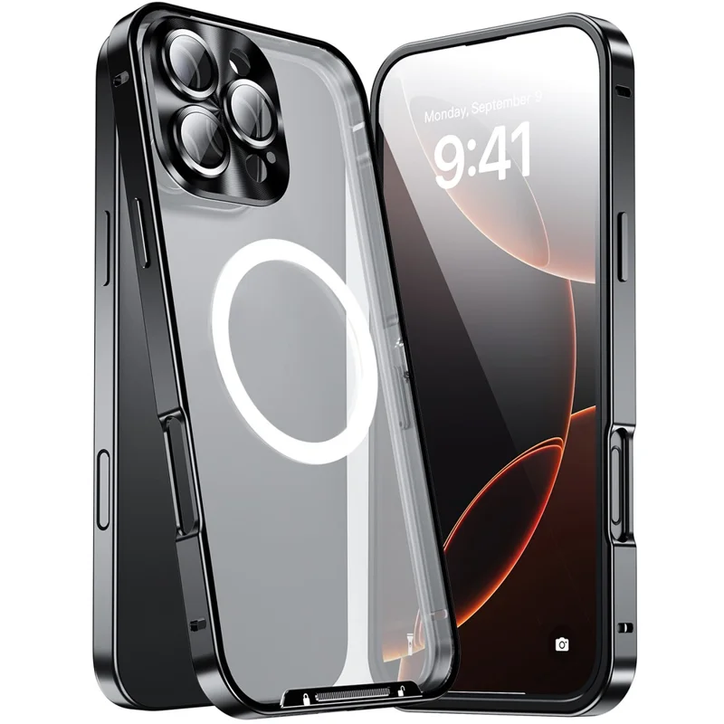 Para Iphone 16 Pro Max Case Compatível Com MagSafe Metal Frame Matte Tele - Preto