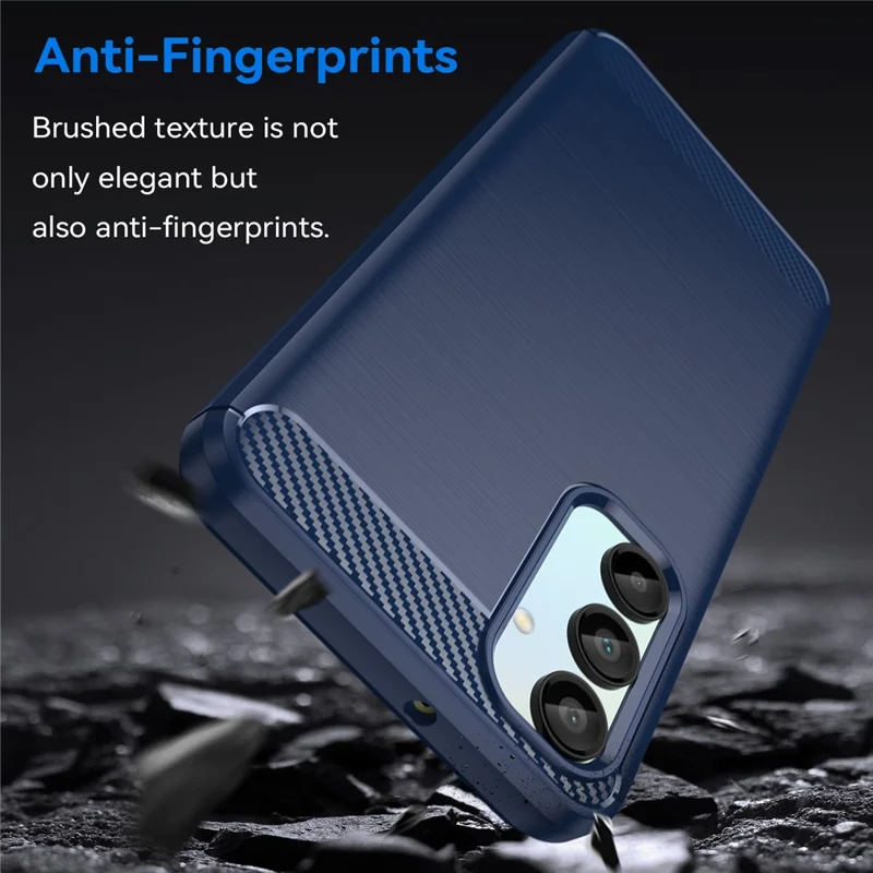 For Samsung Galaxy A16 5G / A16 4G Case Carbon Fiber Texture TPU Brushed Phone Cover - Blue