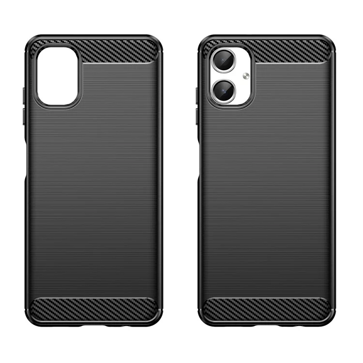 For Samsung Galaxy A06 4G Case Carbon Fiber Texture TPU Brushed Phone Cover - Black