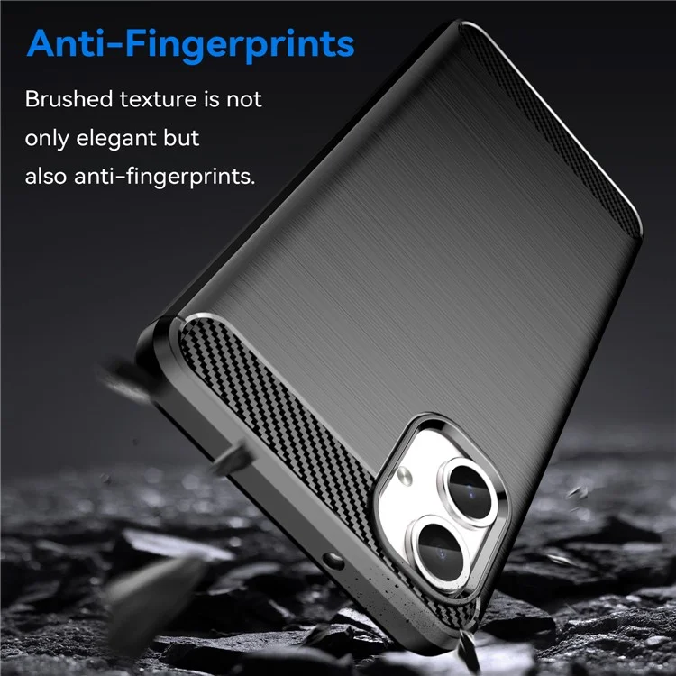 For Samsung Galaxy A06 4G Case Carbon Fiber Texture TPU Brushed Phone Cover - Black