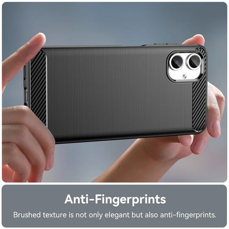 For Samsung Galaxy A06 4G Case Carbon Fiber Texture TPU Brushed Phone Cover - Black