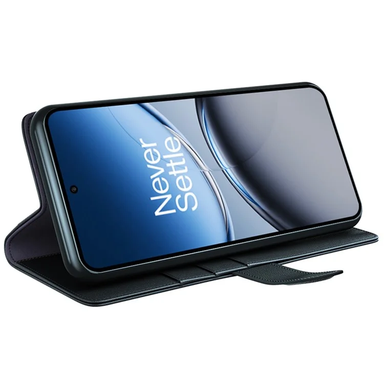 For OnePlus Nord 4 Case Genuine Split Leather Phone Cover with Wallet Stand - Black