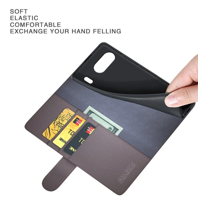 For OnePlus Nord 4 Case Genuine Split Leather Phone Cover with Wallet Stand - Black