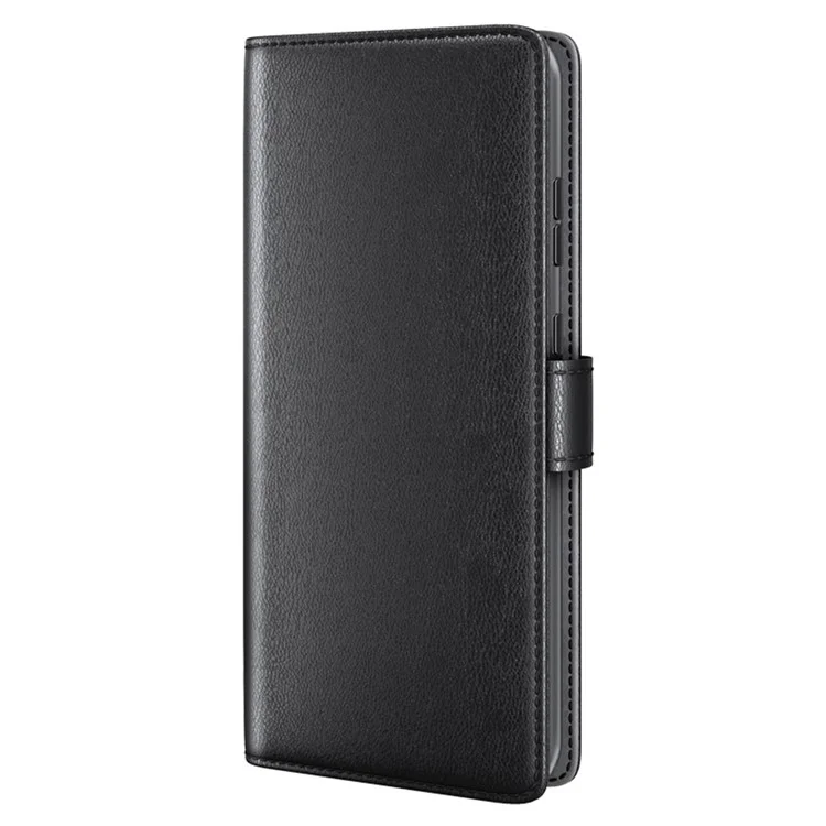 For OnePlus Nord 4 Case Genuine Split Leather Phone Cover with Wallet Stand - Black
