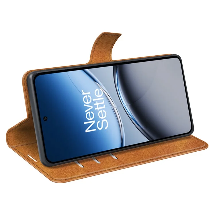 For OnePlus Nord 4 Stand Case Anti-Scratch Calf Texture Leather Phone Cover - Yellow
