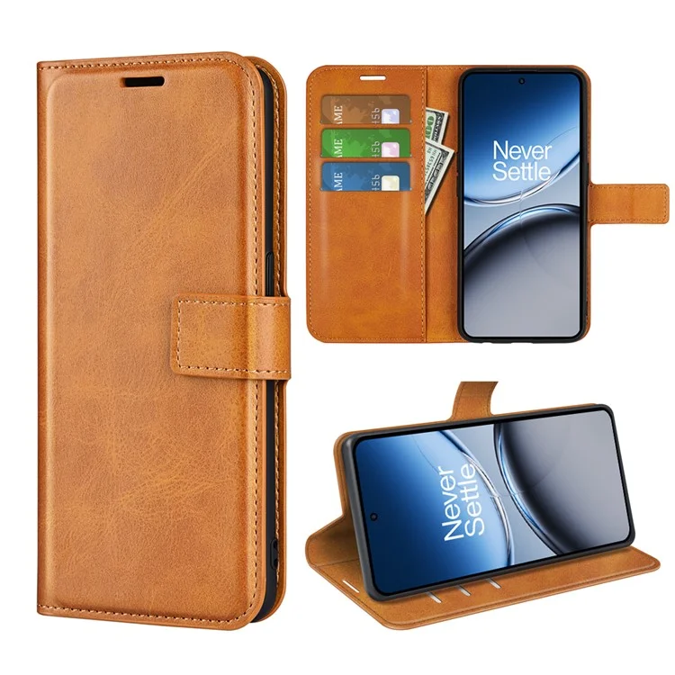 For OnePlus Nord 4 Stand Case Anti-Scratch Calf Texture Leather Phone Cover - Yellow