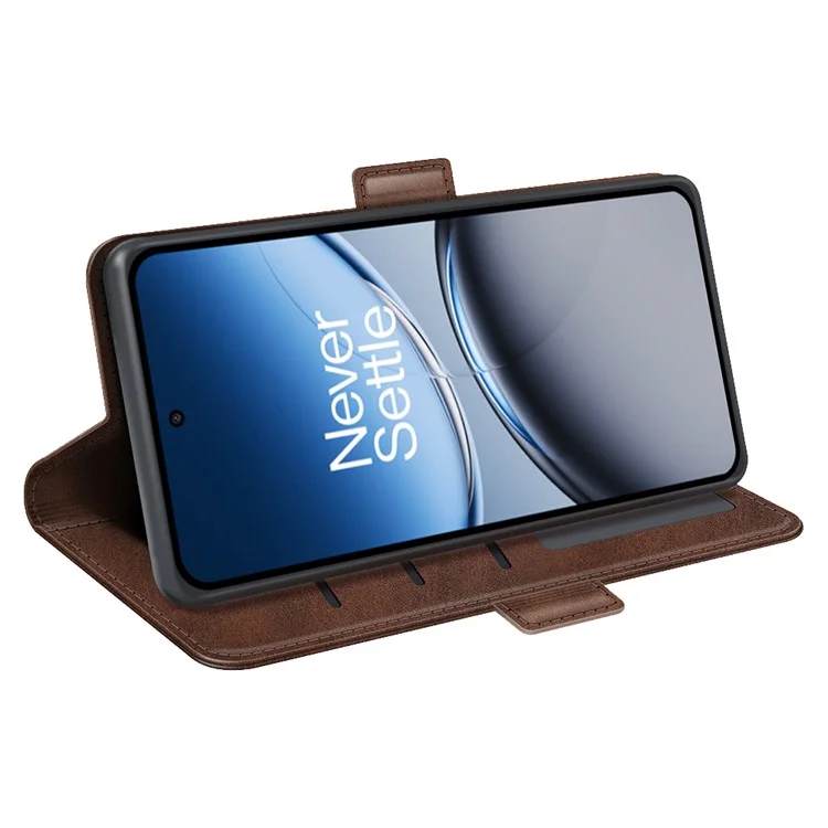 For OnePlus Nord 4 Stand Case Calf Texture Leather Wallet Phone Cover - Brown