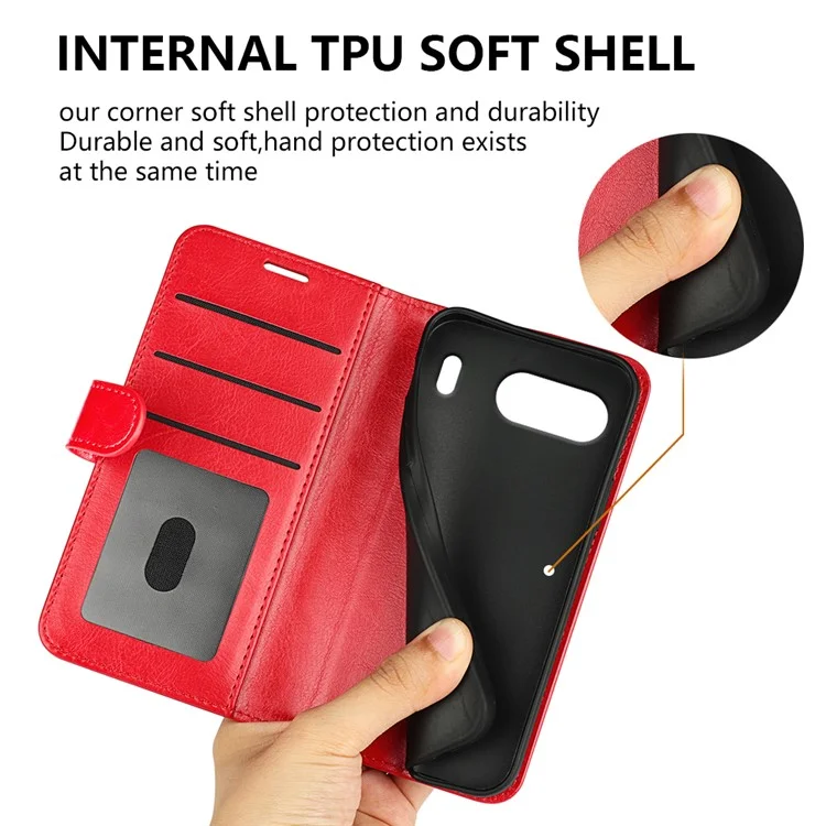 Für OnePlus Nord 4 Wallet Case Crazy Horse Texture Stand Lederhülle - Rot