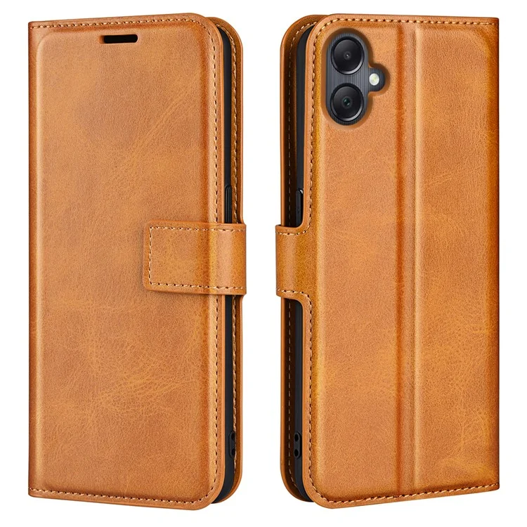 Para Samsung Galaxy A06 Stand Case Anti-Scratch Text Texture Cuero Cover Cover - Amarillo