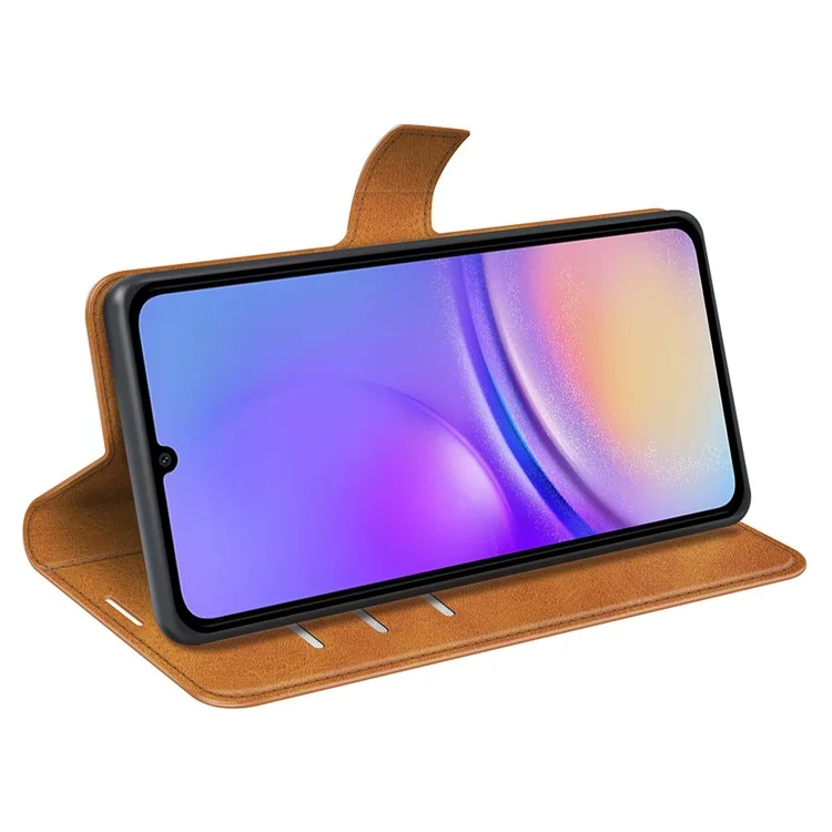 Para Samsung Galaxy A06 Stand Case Anti-Scratch Text Texture Cuero Cover Cover - Amarillo