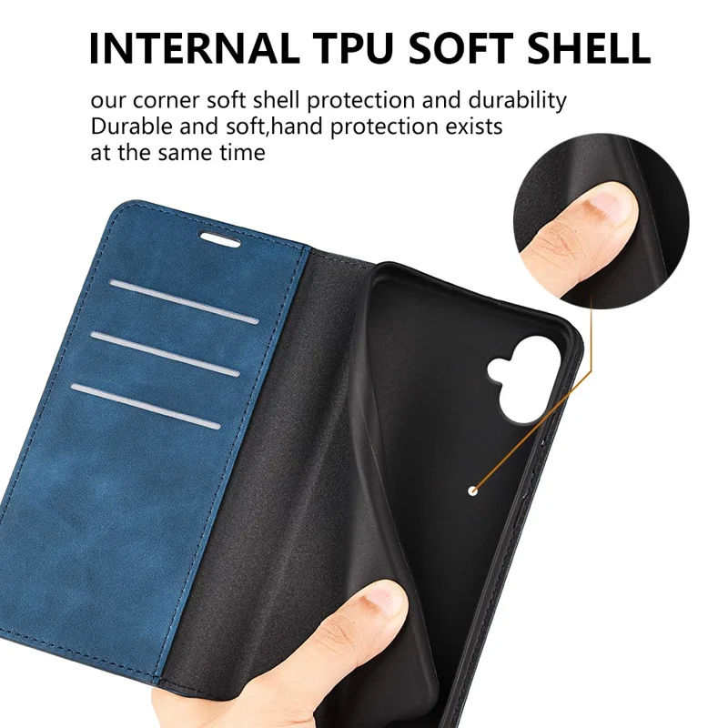 Para Samsung Galaxy A06 Case Skin-Touch Leather Wallet Phone Cover - Azul