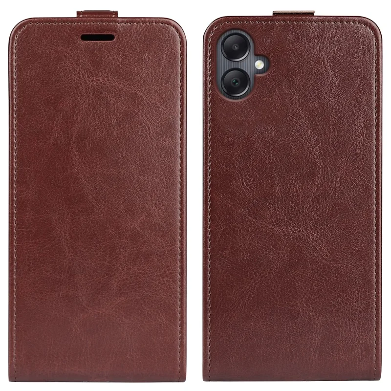 For Samsung Galaxy A06 4G Case with Card Slots Vertical Flip Leather Phone Cover - Brown