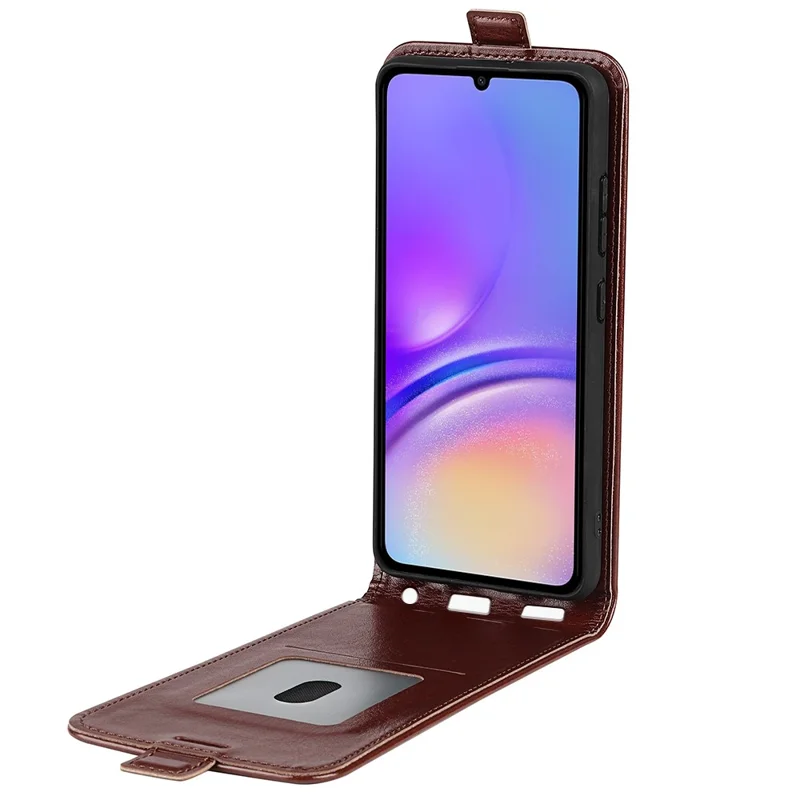 For Samsung Galaxy A06 4G Case with Card Slots Vertical Flip Leather Phone Cover - Brown