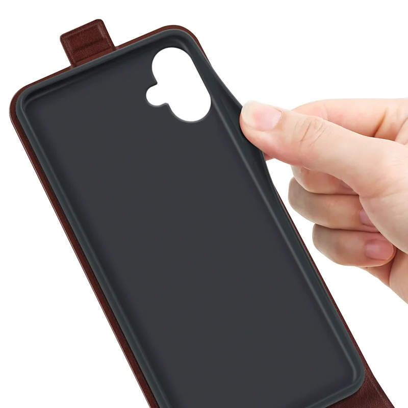 For Samsung Galaxy A06 4G Case with Card Slots Vertical Flip Leather Phone Cover - Brown