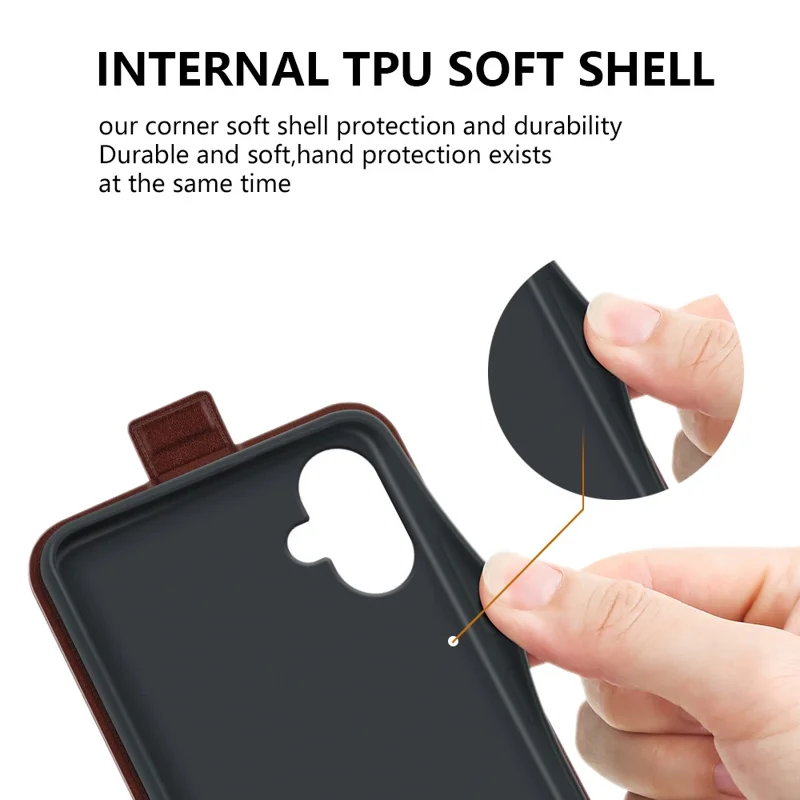 For Samsung Galaxy A06 4G Case with Card Slots Vertical Flip Leather Phone Cover - Brown