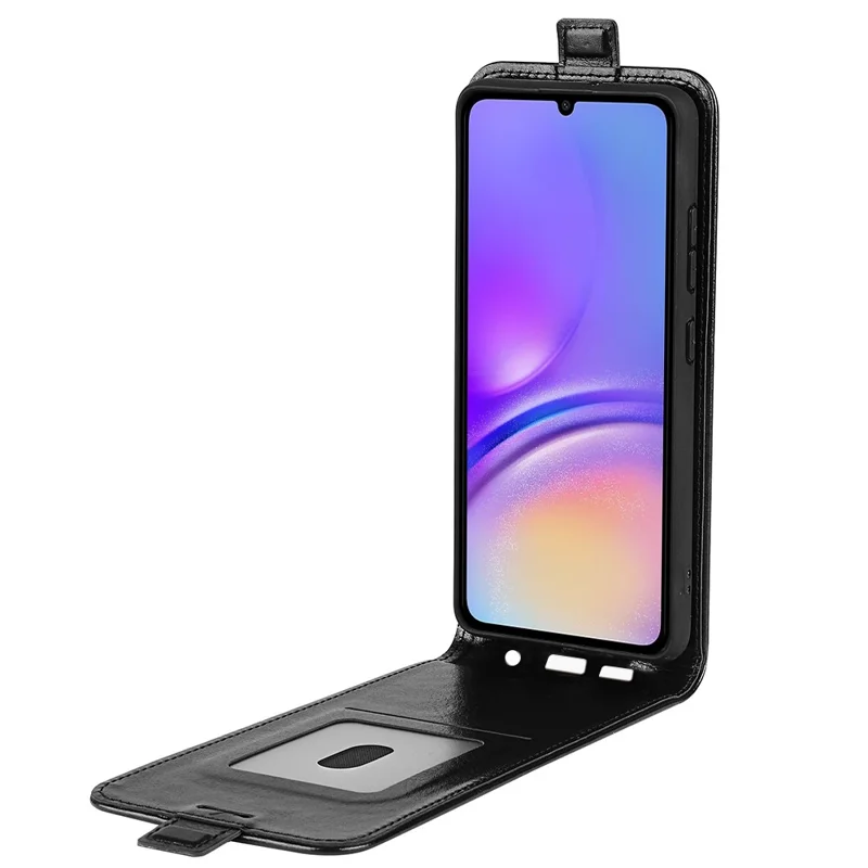 For Samsung Galaxy A06 4G Case with Card Slots Vertical Flip Leather Phone Cover - Black