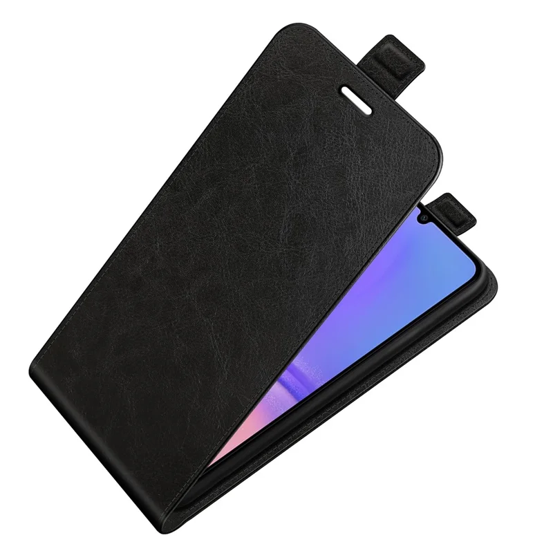 For Samsung Galaxy A06 4G Case with Card Slots Vertical Flip Leather Phone Cover - Black