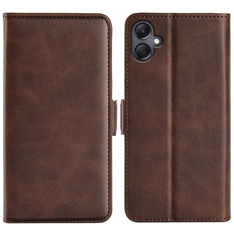 Pour Samsung Galaxy A06 Stand Case Calf Texture Leather Wallet Phone Cover - Marron