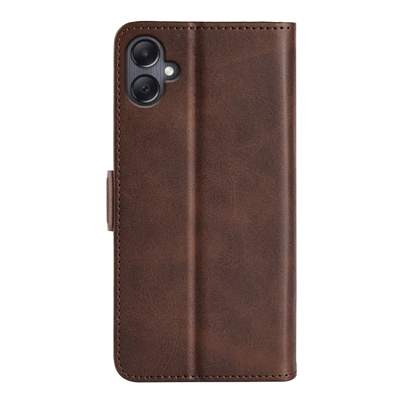 Pour Samsung Galaxy A06 Stand Case Calf Texture Leather Wallet Phone Cover - Marron