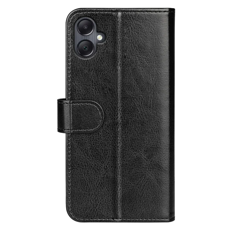 For Samsung Galaxy A06 4G Wallet Case Crazy Horse Texture Stand Leather Phone Cover - Black